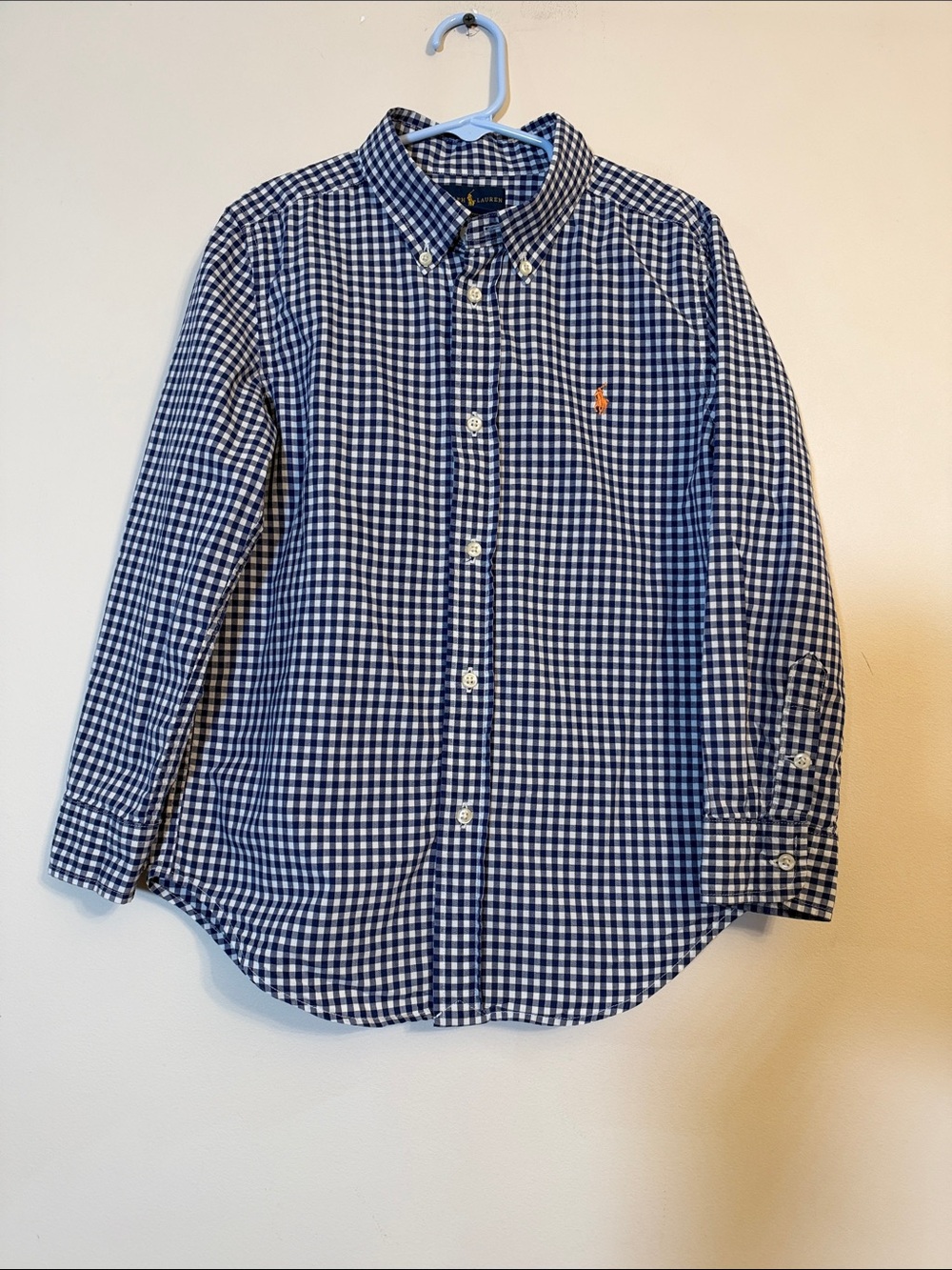 Polo by Ralph Lauren Navy & White Gingham Button-Down Shirt size 7